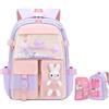 Aytop Ultraleggero Zainetti per Bambini Cartelle per la Scuola, Zaino Scuola Ragazze Zainetto Casual Leggero Elementare Zaino Borsa Viaggio Grande Capacità Impermeabile per Viaggi Scolastici(Viola)