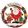 COM-FOUR® Ghirlanda natalizia - Ghirlanda per porta con scritta WELCOME - Decorazione natalizia da appendere - Ghirlanda di legno ca. Ø 30 cm (Babbo Natale - L)