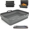 Moljaus Stampo in silicone per friggitrice ad aria 35 x 22 x 7 cm pieghevole - Compatibile con Cosori Twinfry 10L - Accessorio per friggitrice ad aria, teglia e contenitore in silicone rettangolare senza BPA.