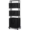 Yorbay Cesta Portabiancheria in Bambù con Ruota, 3 Ceste Estraibili, Cesto per Vestiti Sporchi, Scaffalatura Portaoggetti per Bagno Camera, Mobile, 121x34x42 cm (Colore nero)