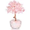 VLYX Albero della Vita in Cristallo di Quarzo Rosa - Albero dei Soldi in Pietra Preziosa Rosa Fatto a Mano per la Decorazione di Casa e Ufficio, Regalo di Energia Positiva per Donna