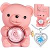 Aloskart Orsetto di Rosa Eterna con Collana a cuore, Orso Rosa Eterna Stabilizzata, Regalo San Valentino per lei, Idee Regalo Donna Compleanno, Regalo Natale per Moglie Mamma Fidanzata, Anniversario