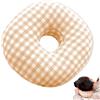 Aarcyye Cuscino Piercing con Foro per L'orecchio Contro Il Dolore All'orecchio, Cuscino a Ciambella, Cuscino per Piercing in Cotone Rotondo, Cuscino Regolabile, per Alleviare Il Dolore, Plaid Arancione
