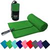 FIT&FUN Asciugamano in Microfibra Ultraleggero 39g, Telo Palestra, Sport, Viaggio e Mare, Ultra Assorbente e Antibatterico, Asciugatura Rapida, Standard 100 OEKO-TEX (Verde mela, 90x180 cm)