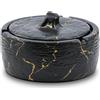 YoHyien Posacenere da Esterno da Tavolo in Ceramica, Portacenere Chiuso Antivento con Coperchio, Posacenere Antiodore per Giardino, Casa, Ufficio e Terrazza (Nero Dorato)