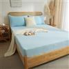 DXHOME Lenzuolo con angoli elasticizzati 140x200cm Blu Chiaro Azzurro Morbido Lenzuola con angoli elasticizzati in mussola di cotone Lenzuolo con angoli elasticizzati 140 x 200 per letto a castello