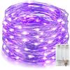 EvaStary Decorazione di Halloween ha portato la luce della stringa, la luce stringa a LED alimentata a batteria 10M 100LEDs IP65 impermeabili luci a LED del filo d'argento per Natale, festa, giardino (viola)