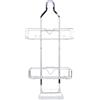 Asixxsix Portaoggetti da doccia sospeso, organizer da doccia in acciaio inox da soffitto con ganci, porta shampoo e sapone per asciugamani, spugna, shampoo e sapone, argento