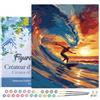 Figured'Art Dipingere con i Numeri con Telaio - Paint by Numbers Surf sulle grandi onde, Passatempo per Adulti, Kit Completo, Hobby Creativi - Quadri fai da te 40x50cm Tela Già Incorniciata