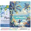 Figured'Art Dipingere con i Numeri con Telaio - Paint by Numbers Giornata soleggiata in spiaggia, Passatempo per Adulti, Kit Completo, Hobby Creativi - Quadri fai da te 40x50cm Tela Già Incorniciata
