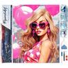 Figured'Art Diamond Painting Art 5D kit completo 40x50cm Tela Arrotolata Interamente da Ricoprire di Diamonds Quadrati - Diva con Palloncini Rosa - Pittura Diamante - Attività Creativa per Adulti