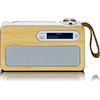 Lenco PDR-040 - Radio portatile DBA+ - Radio FM - con Bluetooth - Batteria integrata da 2000 mAh - 3 Watt RMS - Funzione orologio e sveglia - in vero bambù - bianco