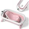 SUPERBE BEBE Bagnetto per bambini pieghevole con supporto bagnetto/Vaschetta bagno neonato XL con termometro per il controllo della temperatura dell'acqua/Dalla nascita ai 3 anni