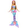 Barbie - sirena magia floreale, bambola con coda sfumata e fascia con perle, magica sorpresa e fiori che sbocciano