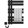 SKYLYZH Scaldasalviette Elettrico, Termostato WiFi Smart Scaldasalviette, per Alexa e Google Home e APP, 450x720 mm, Portasciugamani elettrico, Scaldasalviette Elettrico Bagno a Basso Consumo-WIFI Black Left