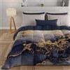 PETTI Artigiani Italiani - Trapunta Matrimoniale Invernale, Piumone Matrimoniale, Trapunta Double Face Tinta Unita e Stampa Digitale Marble Blu Notte, Made in Italy