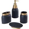 Avanti Linens - Set da bagno 4 pezzi, accessori decorativi per il bagno (collezione Memphis Nero)