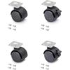 Emuca 2036717 Set di 4 Rotelle Pivotanti Nere per Mobile con Piastra di Assemblaggio e Cuscinetto a Sfere, Diametro 40 mm, 40mm