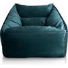 Aiire Pouf Poltrona Sacco en Velluto - [100x100x80 cm] Puff Divano Design - Puffo per Sedersi XXL per Bambini o Gamer - Pouffe Salotto o Camera da Letto - Bean Bag Chair Verde