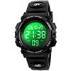 Dayllon Orologio digitale per bambini Sport all'aperto 50 m impermeabile Orologio elettronico Allarme 12/24 h Cronometro Calendario Ragazzo Ragazza Orologio analogico,Tutto Nero X