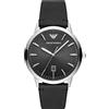 Emporio Armani Orologio da uomo, movimento a tre lancette con data, cassa in acciaio inossidabile argentato da 43 mm con cinturino in pelle, AR11193