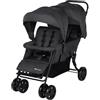 Bebeconfort Teamy passeggino fratellare gemellare lineare, passeggino tandem doppio leggero e compatto, pesa solo 12,5 kg, con parapioggia e coprigambe inclusi, Mineral Graphite