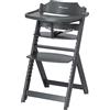 Bebeconfort Timba Seggiolone Evolutivo in Legno, 6 Mesi-99 Anni, 110 kg, Seggiolone Pappa per bambini con Vassoio, Seduta e Poggiapiedi Regolabili, Compatibile con Sdraietta Timba Baby, Warm Grey