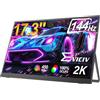 EVICIV Monitor Portatile 2K 144Hz 17,3 Pollici Mobile Display Corpo in lega di alluminiocon con VESA, 2560x1440 100% DCI-P3 450Nits 1500:1 Schermo da Gioco con USB C Mini HDMI per PC Laptop Telefon