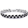 EVER FAITH Braccialetto Donna Cerimonia Sposa Accessori Nero zircone 2 Livelli Piccola Foglia Romano Tennis Bracciale Argento-Fondo