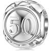 DALARAN Charm in argento Sterling per Pandora 16, 18, 21°, 30°, 40°, 50°, 60° compleanno, con cuore dorato, Oro bianco Argento sterling, Nessuna pietra preziosa