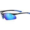 uvex sportstyle 223, occhiali sportivi unisex, specchiato, comfort senza pressione e tenuta perfetta, black/blue, one size