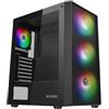 Nuwo Rodan R603 Nero Case PC Gaming Mid Tower ATX, Micro-ATX, mini-ITX, 4 Ventole LED ARGB Indirizzabile da 120mm Preinstallate - Frontale Mesh e Pannello Laterale in Vetro Temperato