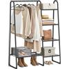 SONGMICS Stand Appendiabiti, Appendiabiti da Terra, 5 Ripiani Portaoggetti, Struttura in Metallo, 40 x 101,7 x 153,3 cm, Camera da Letto, Soggiorno, Ingresso, Nero Inchiostro HSR138B01