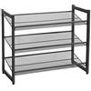 SONGMICS Scarpiera Armadio Metallico a 3 Ripiani ad Inclinazione Regolabile Impilabile con Ripiani Piegati per Evitare la Caduta 74 x 30,7 x 62,8 cm Nero LMR03B