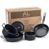 Baldassare Agnelli Pentole Agnelli ALSASETALBLACK2 All Black Set per 2 Persone, 3 mm, 5 Pezzi