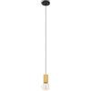 EGLO Pozueta 1 - Lampada a sospensione da appendere sopra il tavolo da pranzo, FSC100HB, attacco E27 con cavo, in metallo nero e legno naturale, lampada a sospensione con cavo, diametro 6,5 cm