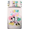 hermet Disney, Mickey e Minnie, Topolino, Set Lenzuolo Letto Singolo, Completo Letto Singolo Disney, Lenzuolo Sopra, Lenzuolo Con Angoli, Federa, Rosa, 100% Cotone, Prodotto Ufficiale