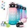 Grsta Borraccia, 500ml Borraccia Bambini, Borraccia con Cannuccia Senza Perdite, Borraccia con Orari per Bere, Facile da Trasportare, Borraccia Scuola, Borracce per Uffici, Campeggio, Viaggio, Rosa-Verde