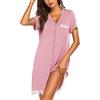 Ekouaer Vestaglia Parto Ospedale Camicia da Notte Parto Camicia da Notte con Bottoni Davanti, Rosa, XXL