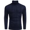 COOFANDY Maglione da uomo a collo alto, a maniche lunghe, slim fit, basic con motivo a treccia, blu navy, L