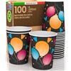 Baciato Caffè 100 Bicchieri in Carta Monouso Ecologici e Biodegradabili 200ml Colorati con Fantasia BLACK PARTY Made in Italy per Asporto Bevande Calde o Fredde e Acqua - Prodotto e Confezionato in Italia