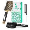 URAQT Spazzola per Capelli Curva con setole di Cinghiale, 3 Pezzi Spazzola Capelli con Pettine Coda per Capelli, Adatta Styling a Capelli Lunghi, Fini, Ricci o Lisci, Crespi, Mossi (Nero+oro)