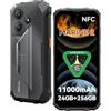OSCAL MARINE 2 Rugged Smartphone 2025, 11000mAh 24GB+256GB/2TB Android 15 Telefono Indistruttibile, 6.56" HD+ 90Hz Rugged Phone, 16MP AI Cam, IP68/IP69K/Dual SIM/NFC/Face ID/OTG/GPS, Garanzia a vita
