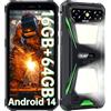 OUKITEL G5 Rugged Smartphone con 900LM Luce Campeggio - 16(4+12) GB+64GB /TF 1TB, Android 14 Telefono Indistruttibile, 6300mAh 13MP+5MP 6" HD Cellulari e Smartphone IP68/BT5.0/OTG/GPS Verde