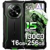 DOOGEE Fire 7 Rugged Smartphone,16GB+256GB/2TB,Batteria 13000mAh 18W 5G Android 15 Telefono Indistruttibile,6.6''HD+90Hz,64MP+16MP AI Fotocamere Cellulare Antiurto, IP68/NFC/OTG/3 slot (Verde)