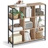 VASAGLE Libreria a 3 Ripiani, Libreria Scaffale a 9 Scomparti, per Soggiorno, Studio, Cucina, Camera da Letto, 30 x 100 x 103,1 cm, Marrone Cammello e Nero Inchiostro LLS112B50