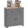 HOMCOM Credenza Soggiorno con Cassetto e Armadietto con Ripiano Regolabile su 3 Livelli, Madia Soggiorno con Piano di Lavoro Color Rovere, per Ingresso, Cucina e Sala da Pranzo, 78.5x35x80 cm, Grigio