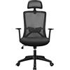 Yaheetech Sedia/Poltrona da Ufficio Scrivania Ergonomica Reclinabile con Poggiatesta Regolabile e Supporto Lombare per Computer Girevole a Rotelle Schienale Alto Portata 136 kg Nera