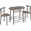 Soberine Set Tavolo Moderno con 2 Sedie per Sala da Pranzo, Set 3 Pezzi Mobili Salvaspazio da Cucina Balcone Ristorante Bar per 2 Persone in Legno e Metallo Sedia Portata Marrone 90 x 53,5 x 75,5 cm