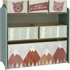 ZONEKIZ Scaffale Portagiochi per Bambini con 6 Contenitori Rimovibili in Tessuto, Organizzatore per Giocattoli Multiuso per Cameretta e Stanza dei Giochi, 63x30x66 cm, Verde